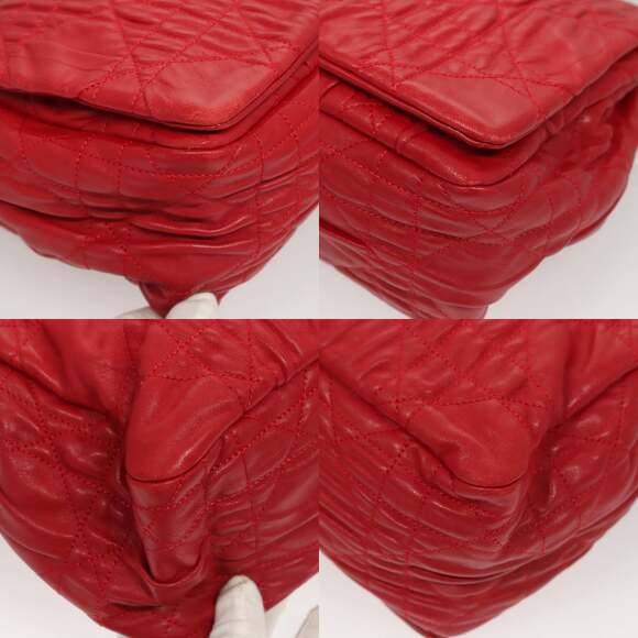 DIOR Canage Shoulder Bag Lamb Skin Red Gold - Picture 10 of 13